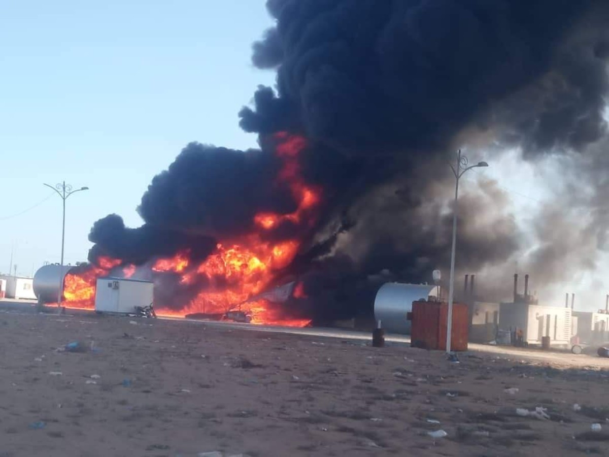 A massive fire in a power station in Mukalla, and the corporation demands an investigation