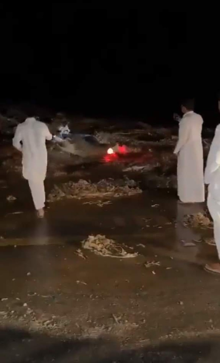 Strong torrential rains in #Saudi Arabia sweep away a car, including it, and two people fell into the water