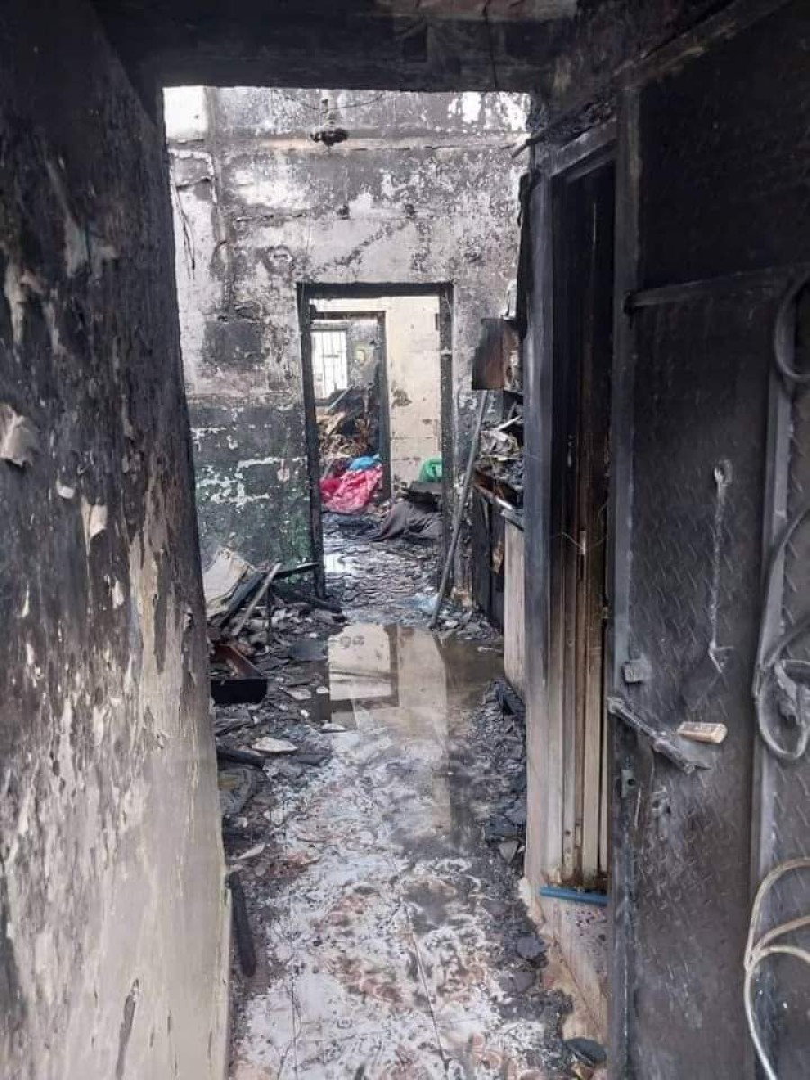 The Al-Qalaa family afflicted by a fire...the local authority and the Transitional Relief Authority did not provide any support after a month