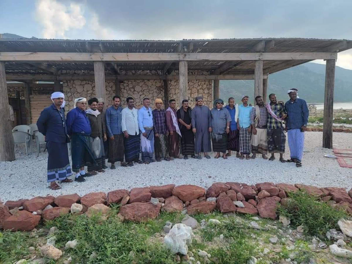 The Governor of Socotra lays the foundation stone for the agricultural quarry building and opens the Dehamri Marine Reserve camp