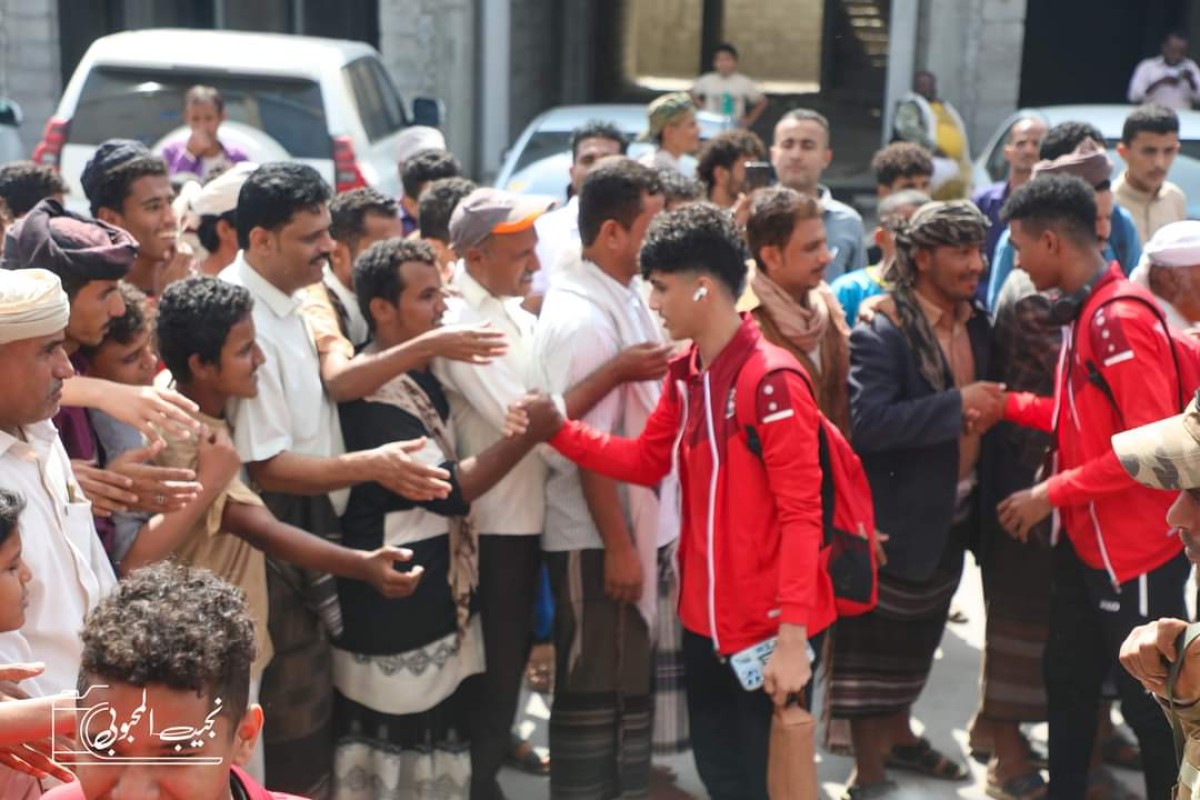 Pictures of the reception of the Yemeni youth team in Aden