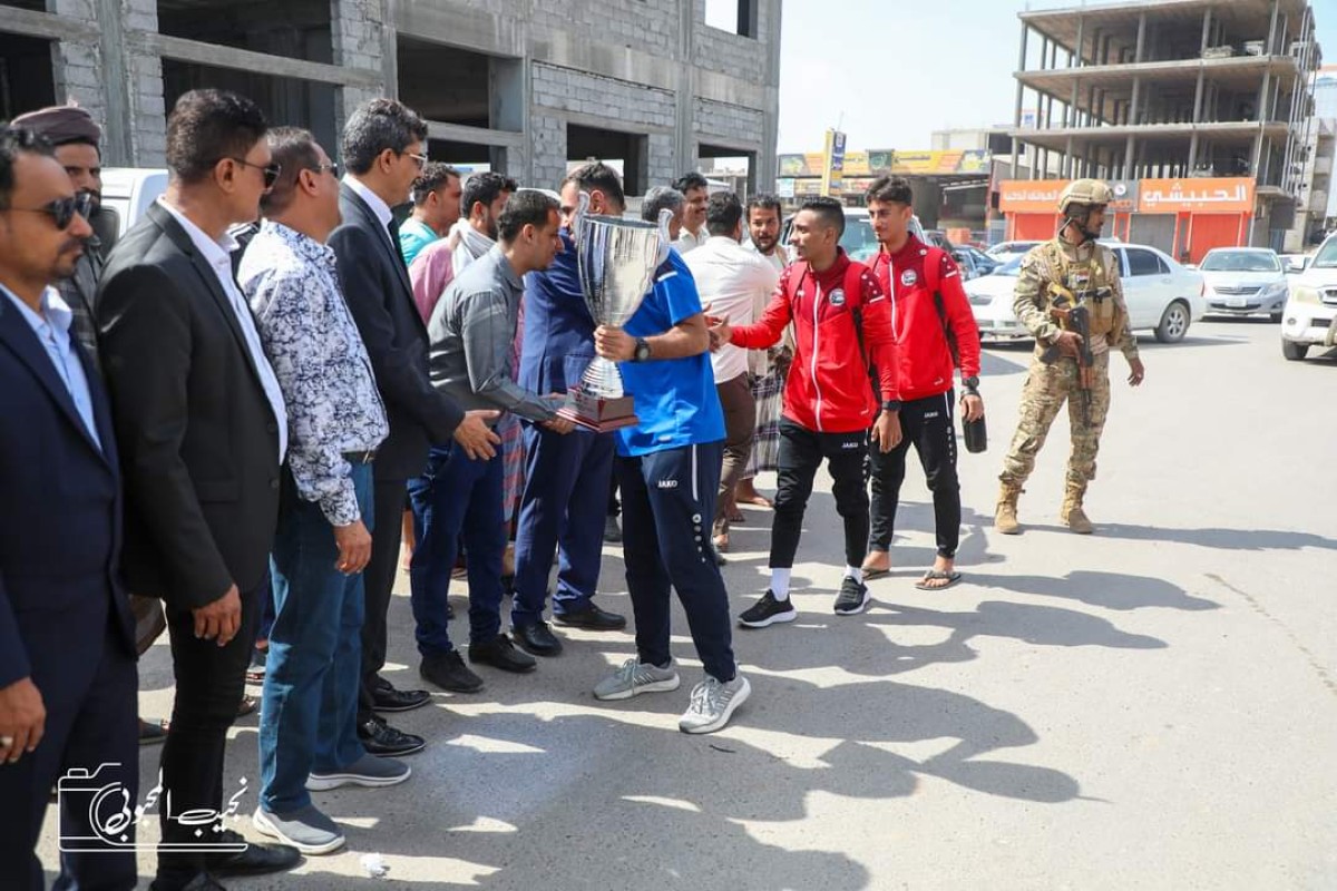 Pictures of the reception of the Yemeni youth team in Aden