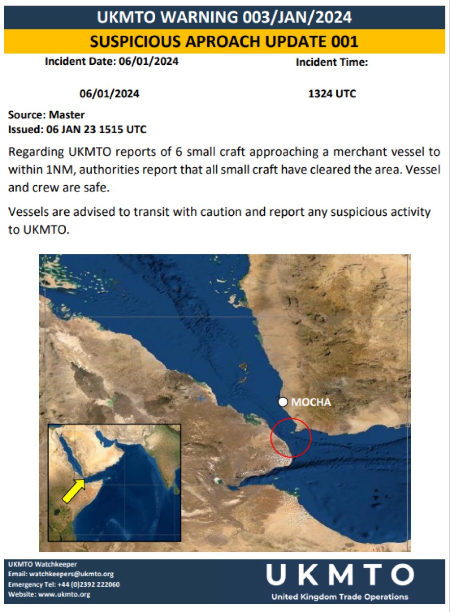 Britain: Houthi boats approaching a cargo ship off the coast of Mokha