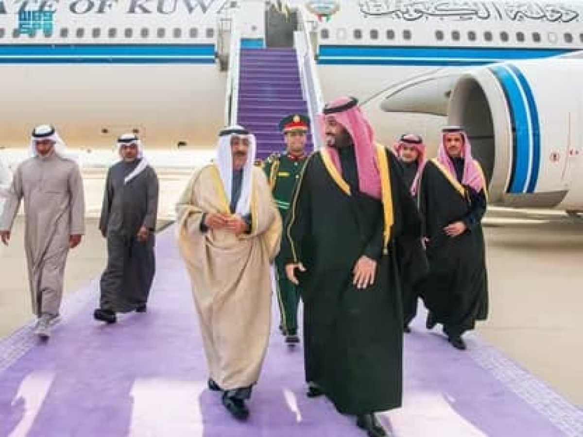 The Emir of Kuwait arrives in Saudi Arabia on his first foreign tour