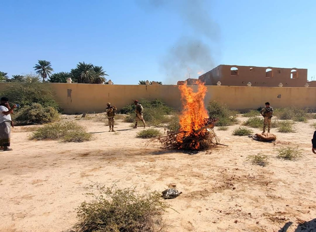 Hadhramout...destroying a quantity of narcotic hashish in the city of Sayun