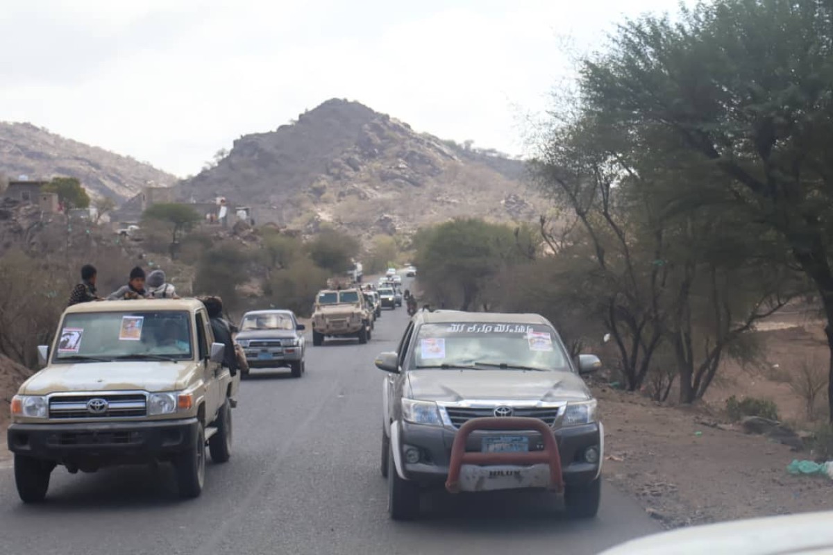 A solemn funeral for the body of the heroic martyr Abdul Karim Al-Abadi to his hometown in Al-Dhalea