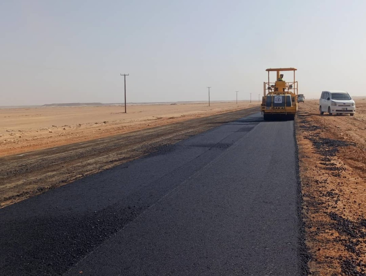 The third section of the Ataq-Al Abr International Road continues to be asphalted