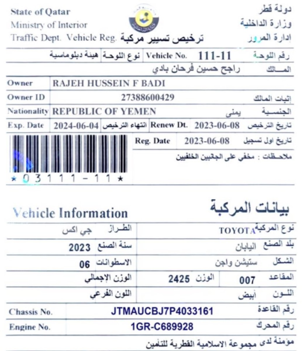 In a resounding scandal... the Yemeni ambassador to Qatar seizes a private embassy car