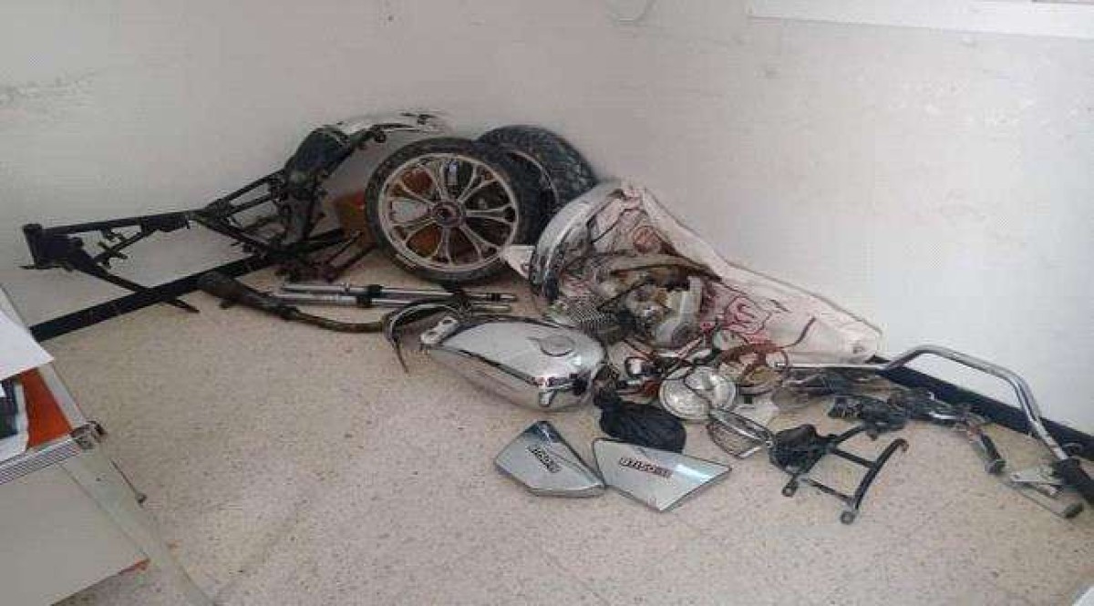 Al-Shehr security forces arrested two people accused of stealing a motorcycle