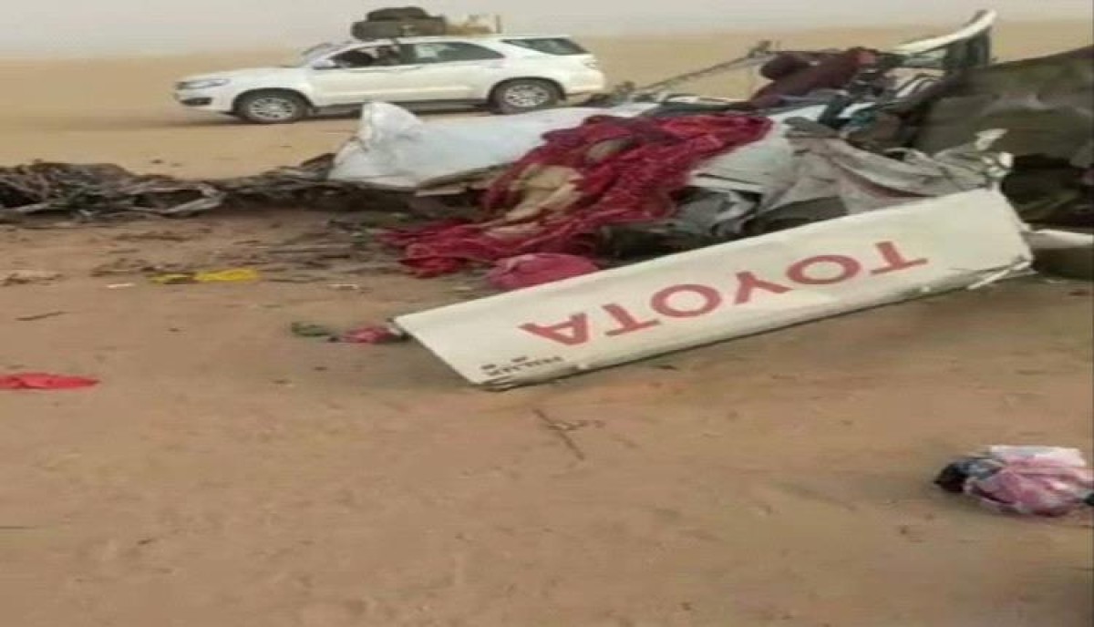 13 people died in a horrific collision between two cars in the Al-Jawf desert