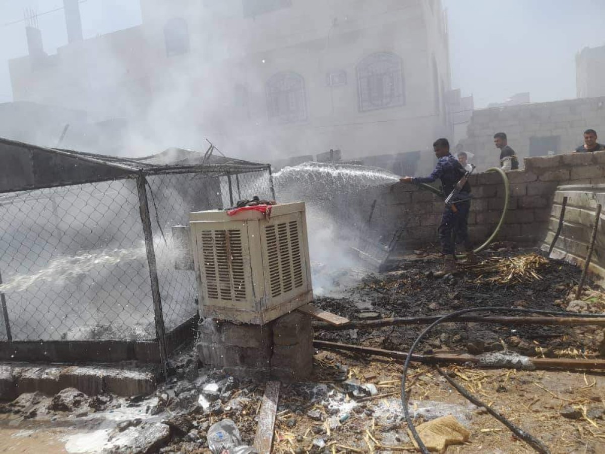 Saving a family from a massive fire that broke out in their home in the city of Ma’rib