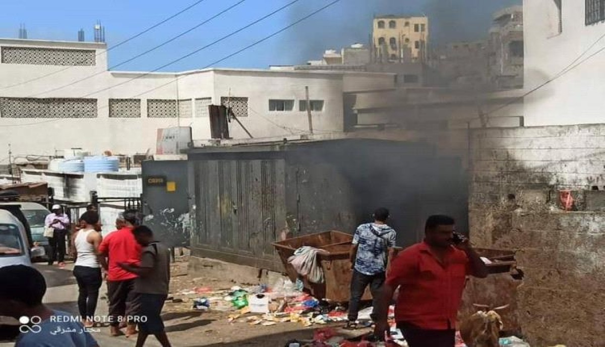 Urgent: A fire broke out in an electricity transformer in the Shaab Al-Aidroos area in Aden