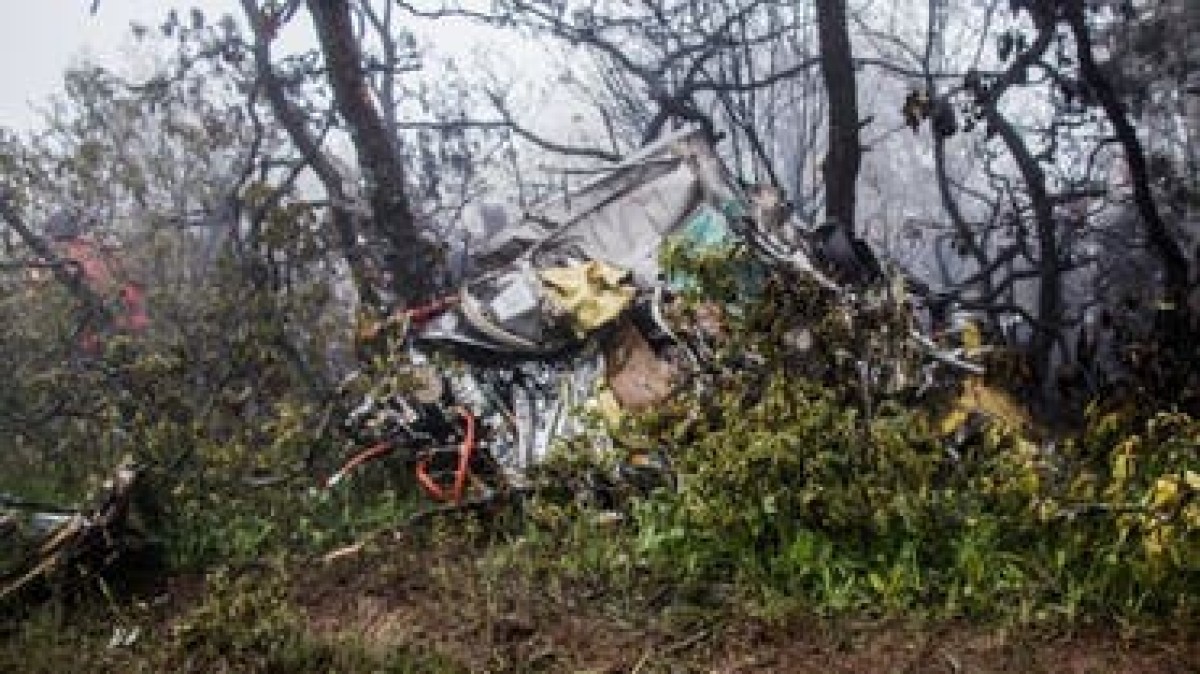 From the place of its crash...a picture of the Iranian president’s helicopter after it crashed