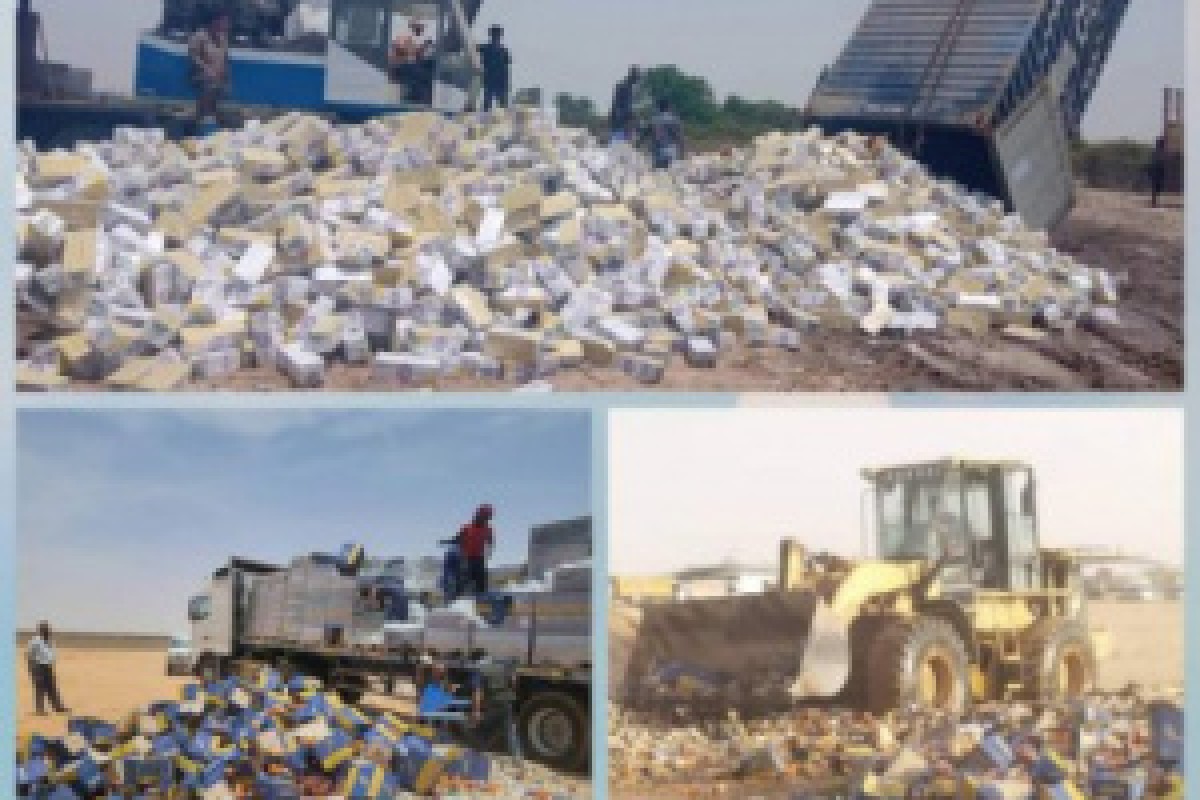 Destruction of 34 thousand cartons of juice of poor quality in the port of the capital, Aden