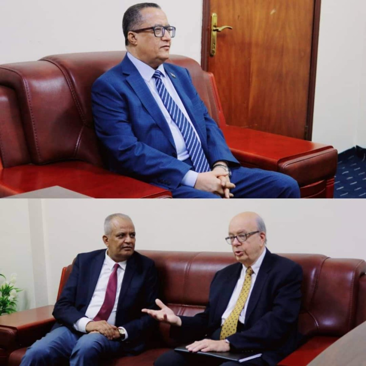 Dr. Al-Khobaji meets French political researcher Gerard Vespert in the capital, Aden