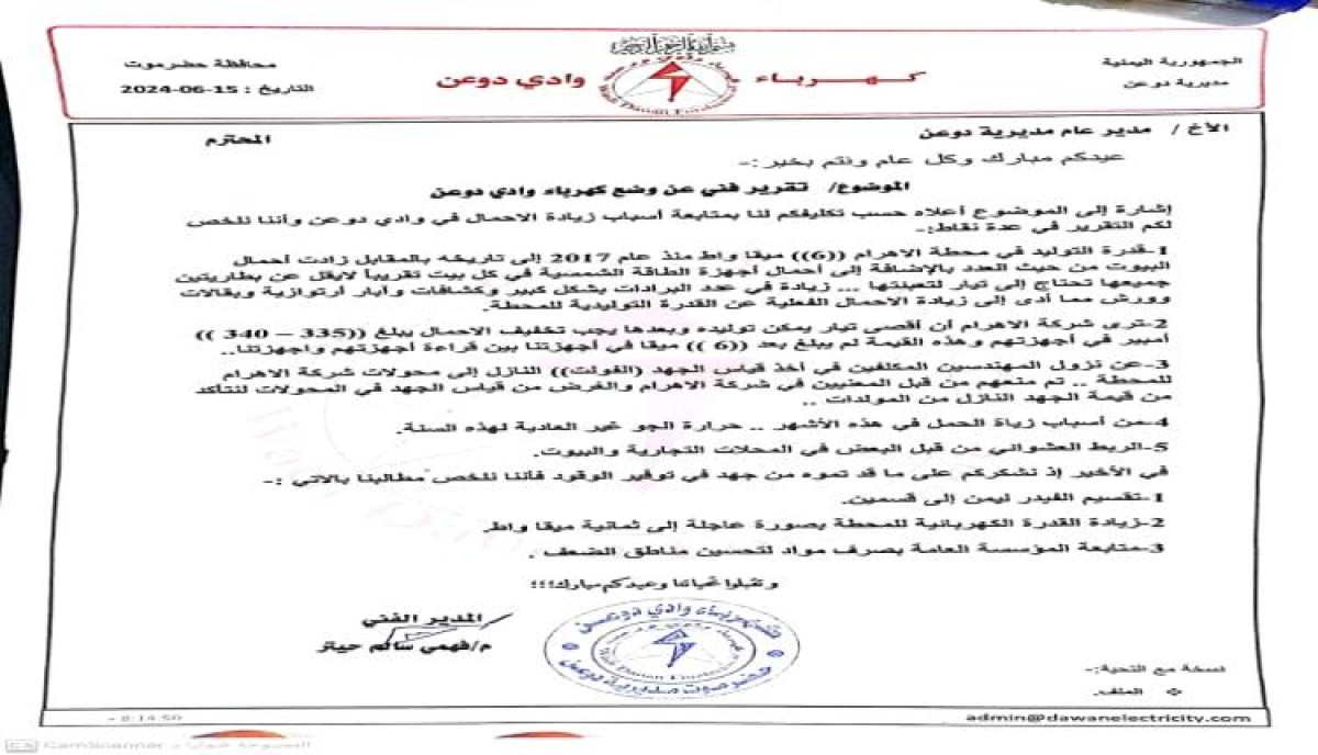 Al-Ahram Company prevents a committee of specialists in Doaan electricity from inspecting to measure the voltage