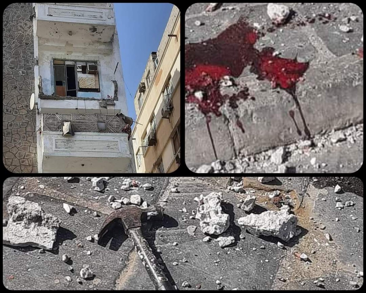 A balcony collapse in Al-Mualla kills a worker and injures two, and Al-Jawi inspects the site and the wounded.