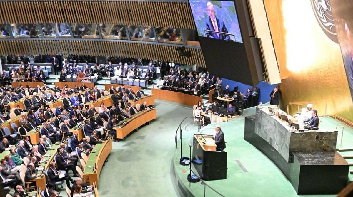 Chairman of the Leadership Council and Council members Al-Zubaidi and Majli participate in the opening session of the United Nations General Assembly