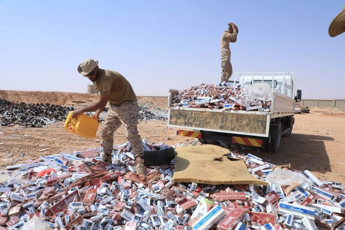 The deposit...destroying thousands of packets of smuggled cigarettes for the second time in one month