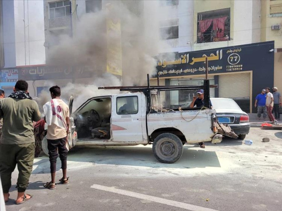 A car burned on Mansoura Main Street