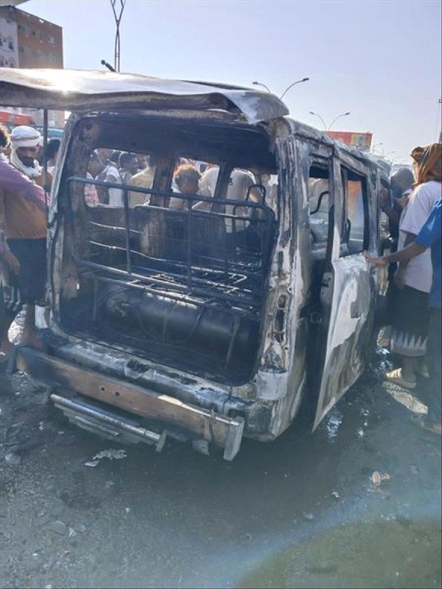 A bus burned in Aden