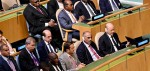 Chairman of the Leadership Council and Council members Al-Zubaidi and Majli participate in the opening session of the United Nations General Assembly